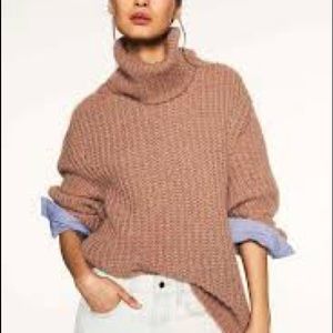 Emera ba&sh Pullover Turtleneck Sweater in Camel
